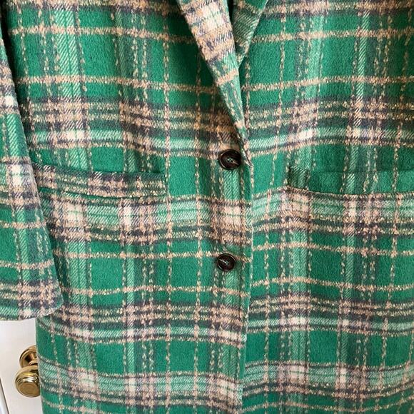 &Merci Plaid Knit Coat Collar Notched Lapel Sz L Lined Pockets Preppy Academia - Picture 4 of 11